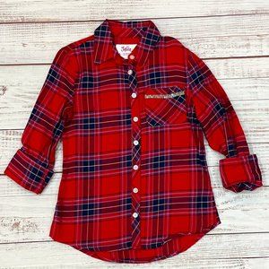 Girls Sparkle Pocket Plaid Shirt